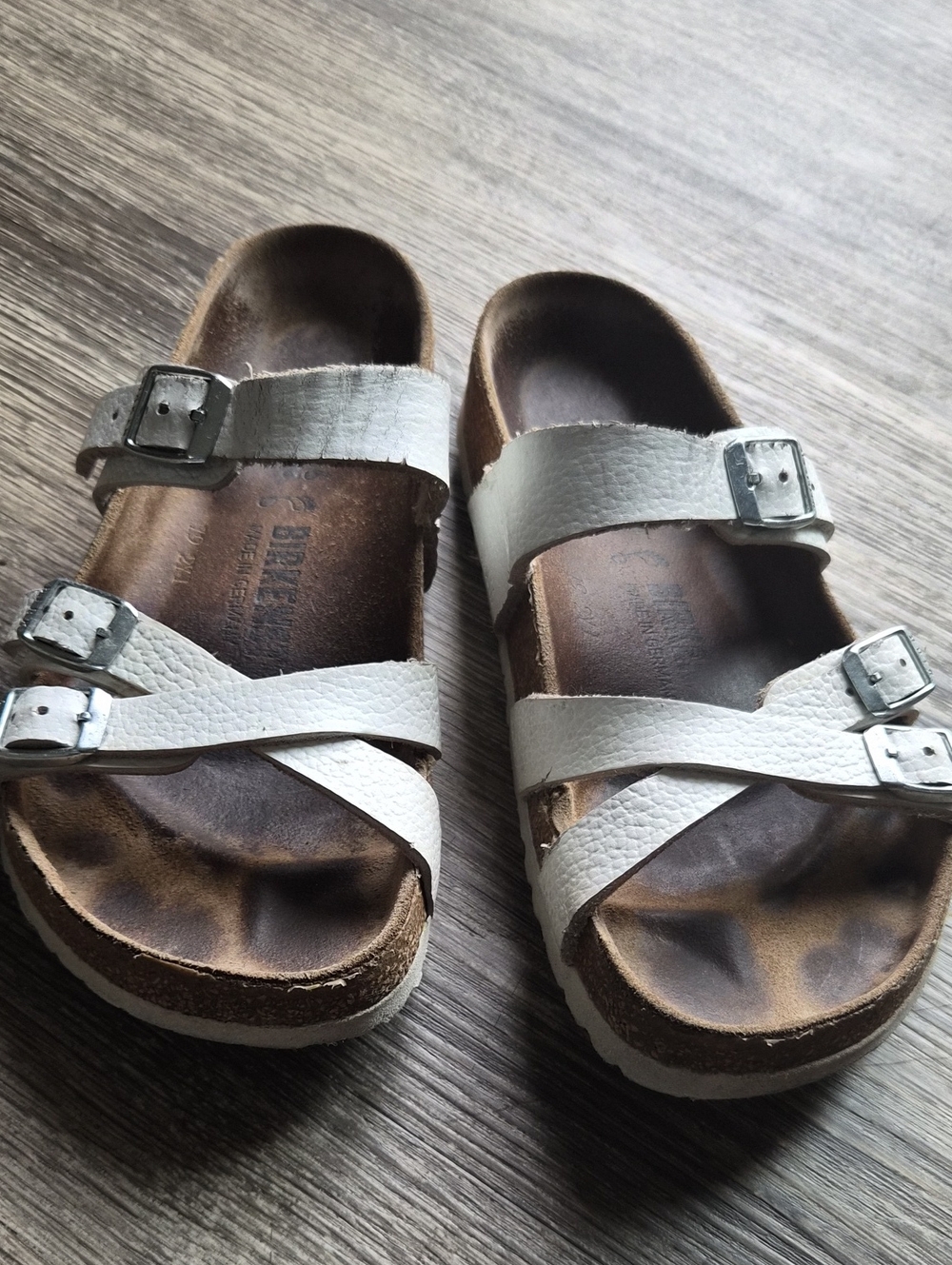 White Birkenstock Double-Strap Buckle Sandals